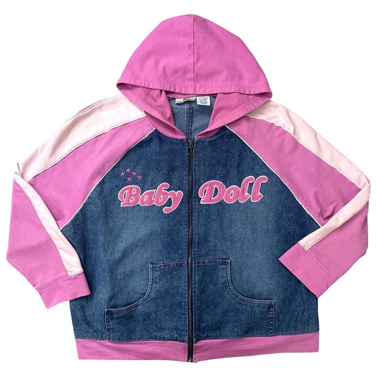 Vintage Y2K Denim “Babydoll” Zip Up Hoodie