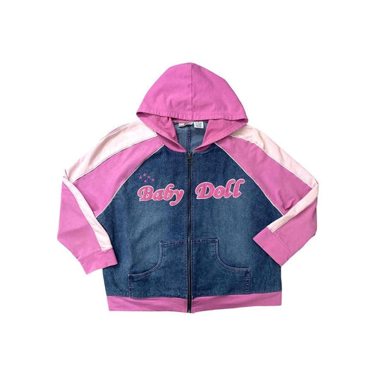 Vintage Y2K Denim “Babydoll” Zip Up Hoodie