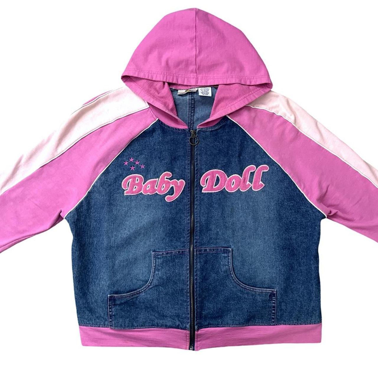 Vintage Y2K Denim “Babydoll” Zip Up Hoodie