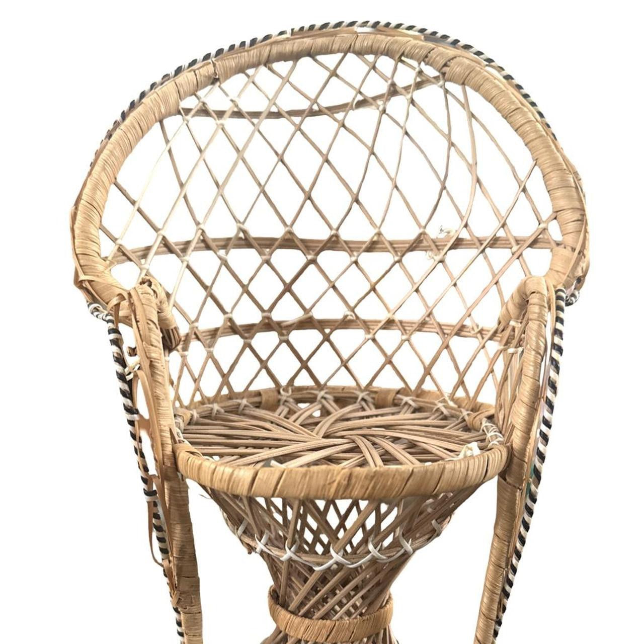 Vintage Mini Wicker Peacock Chair