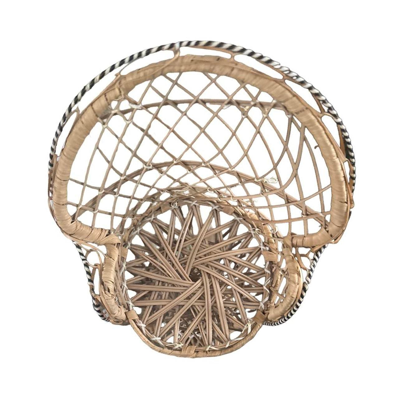Vintage Mini Wicker Peacock Chair