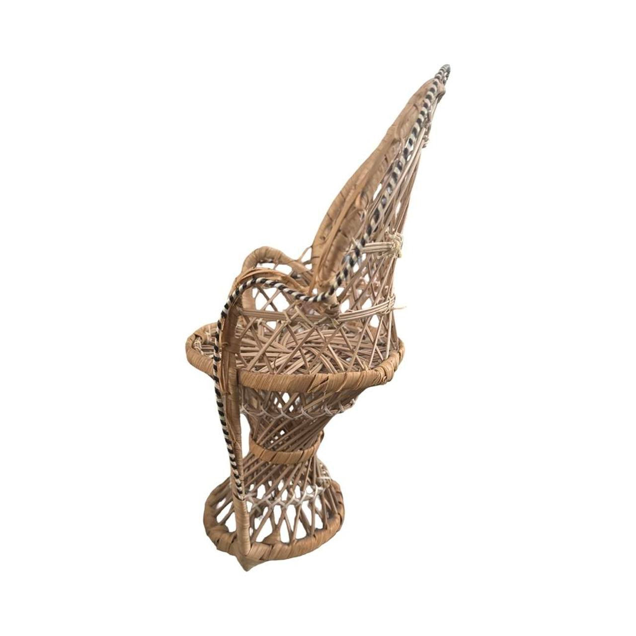 Vintage Mini Wicker Peacock Chair
