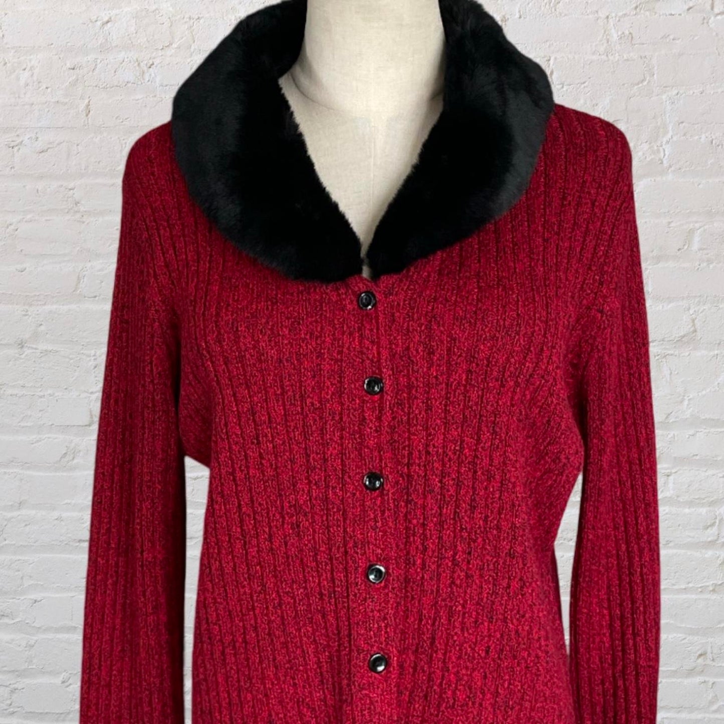 Vintage Faux Fur Trim Sweater