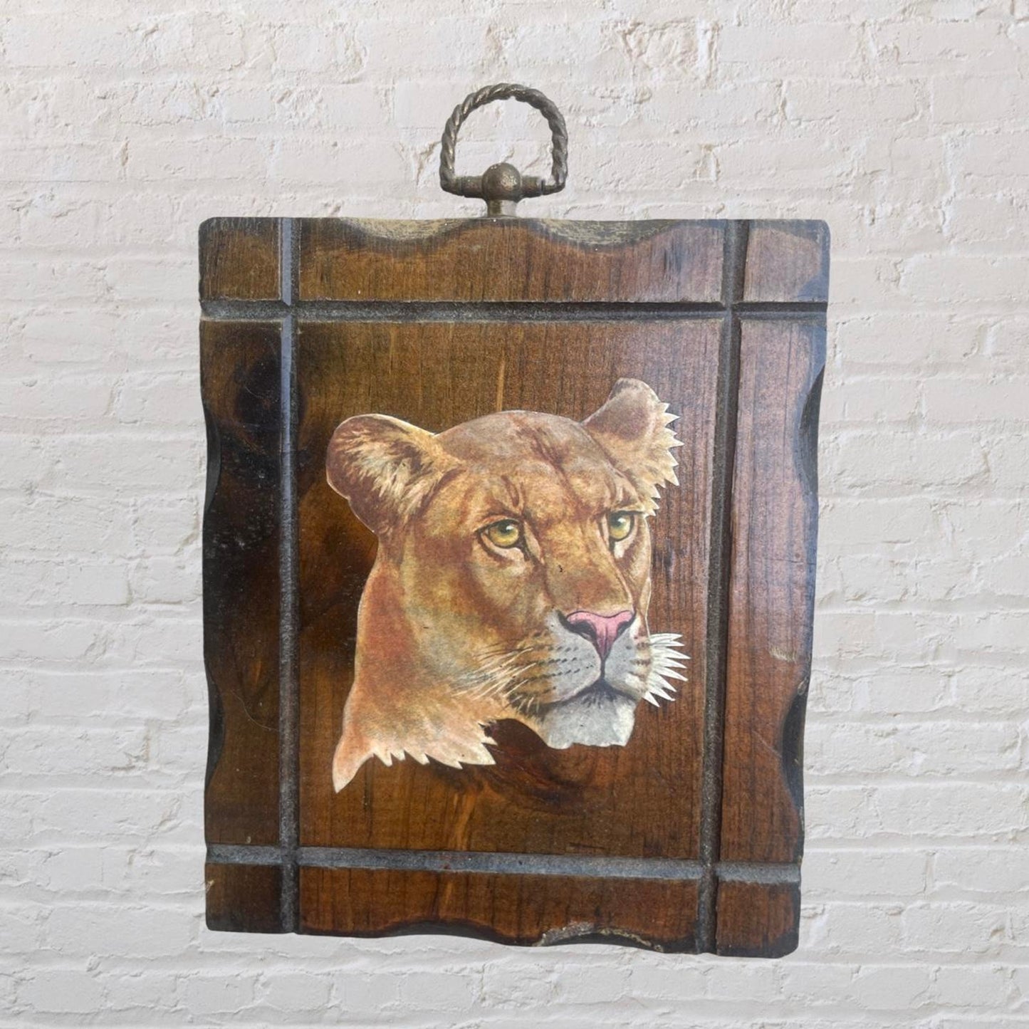 Vintage 70s Lioness Wall Art